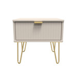 Linear Kashmir 1 Drawer Bedside Cabinet with Gold Hairpin Legs