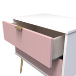 Linear Kobe Pink and White 2 Drawer Midi Chest with Gold Hairpin Legs