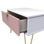 Linear Kobe Pink and White 1 Drawer Midi Chest with Gold Hairpin Legs