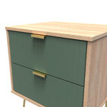 Linear Labrador Green and Bardolino 2 Drawer Bedside Cabinet with Hairpin Legs