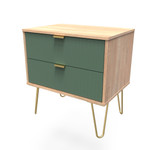 Linear Labrador Green and Bardolino 2 Drawer Midi Chest with Gold Hairpin Legs