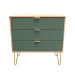 Linear Labrador Green and Bardolino 3 Drawer Chest with Gold Hairpin Legs