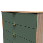 Linear Labrador Green and Bardolino 4 Drawer Chest with Gold Hairpin Legs