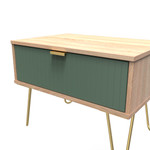 Linear Labrador Green and Bardolino 1 Drawer Midi Chest with Gold Hairpin Legs