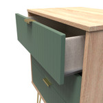 Linear Labrador Green and Bardolino 3 Drawer Midi Chest with Gold Hairpin Legs