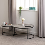 Athens Concrete and Black Round Coffee Table Set 