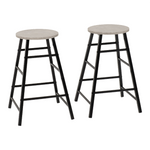 Pair of Athens Concrete and Black Bar Stools 