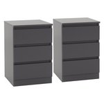 Malvern Grey 3 Drawer Bedside