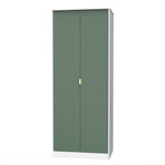 Linear Labrador Green and White 2 Door Wardrobe