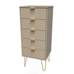 Linear Mushroom 5 Drawer Bedside Cabinet with Gold Hairpin Legs
