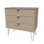 Linear Mushroom 3 Drawer Chest with Gold Hairpin Legs