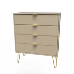 Linear Mushroom 4 Drawer Chest with Gold Hairpin Legs