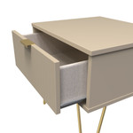 Linear Mushroom 1 Drawer Bedside Cabinet with Gold Hairpin Legs