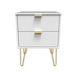 Linear White 2 Drawer Bedside Cabinet with Hairpin Legs