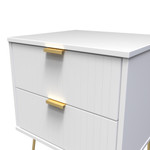Linear White 2 Drawer Bedside Cabinet with Hairpin Legs