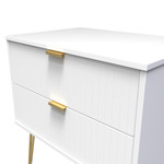 Linear White 2 Drawer Midi Chest with Gold Hairpin Legs