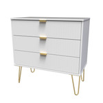 Linear White 3 Drawer Chest with Gold Hairpin Legs