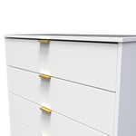 Linear White 4 Drawer Chest with Gold Hairpin Legs