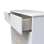 Linear White 5 Drawer Chest with Gold Hairpin Legs