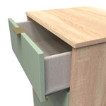 Linear Reed Green and Bardolino 5 Drawer Bedside Cabinet with Gold Hairpin Legs
