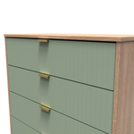 Linear Reed Green and Bardolino 4 Drawer Chest with Gold Hairpin Legs