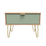 Linear Reed Green and Bardolino 1 Drawer Midi Chest with Gold Hairpin Legs