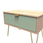 Linear Reed Green and Bardolino 1 Drawer Midi Chest with Gold Hairpin Legs