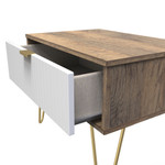 Linear White and Vintage Oak 1 Drawer Midi Chest with Gold Hairpin Legs