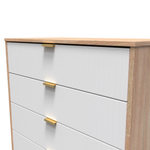 Linear White and Bardolino Oak 4 Drawer Chest with Gold Hairpin Legs