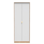 Linear White and Bardolino Oak 2 Door Wardrobe