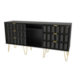 Cube Black Matt 6 Drawer TV Unit with Gold Hairpin Legs