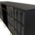 Cube Black Matt 6 Drawer TV Unit with Gold Hairpin Legs