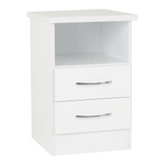 Nevada White Gloss 2 Drawer Bedside Cabinet