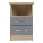 Nevada Grey Gloss/Light Oak 2 Drawer Bedside Cabinet