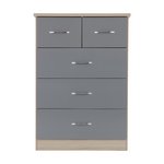 Nevada Grey and Oak 3+2 Drawer Chest