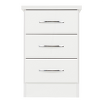 Nevada White 3 Drawer Bedside Cabinet