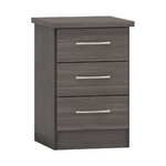 Nevada Black Wood Grain 3 Drawer Bedside Cabinet 