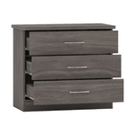 Nevada Black Wood Grain Oak 3 Drawer Chest