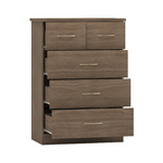 Nevada Rustic Oak 3+2 Drawer Chest 