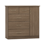 Nevada Rustic Oak 5 Drawer Low Wardrobe