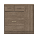 Nevada Rustic Oak 5 Drawer Low Wardrobe