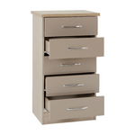 Nevada Oyster and Oak 5 Drawer Narrow Chest