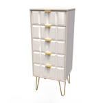 Cube Kashmir Gloss 5 Drawer Bedside Cabinet with Gold Hairpin Legs