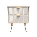 Cube Kashmir Gloss 2 Drawer Bedside Cabinet with Gold Hairpin Legs