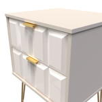 Cube Kashmir Gloss 2 Drawer Bedside Cabinet with Gold Hairpin Legs