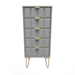 Cube Shadow Matt 5 Drawer Bedside Cabinet with Gold Hairpin Legs