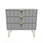 Cube Shadow Matt 3 Drawer Chest with Gold Hairpin Legs