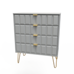 Cube Shadow Matt 4 Drawer Chest with Gold Hairpin Legs