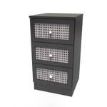 Rattan Black Ash 3 Drawer Bedside Cabinet