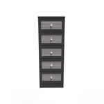 Rattan Black Ash 5 Drawer Bedside Cabinet